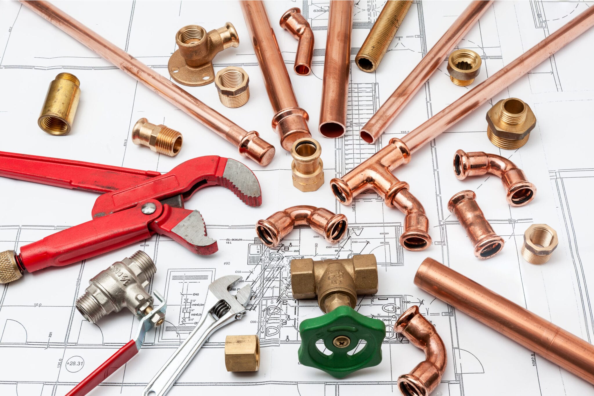 Copper pipe fittings and plumbing parts for Winter Haven, Florida repairs