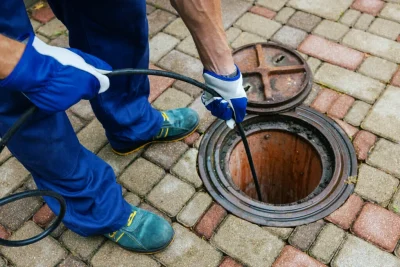 Plumber cleaning an outdoor sewer drain in Winter Haven