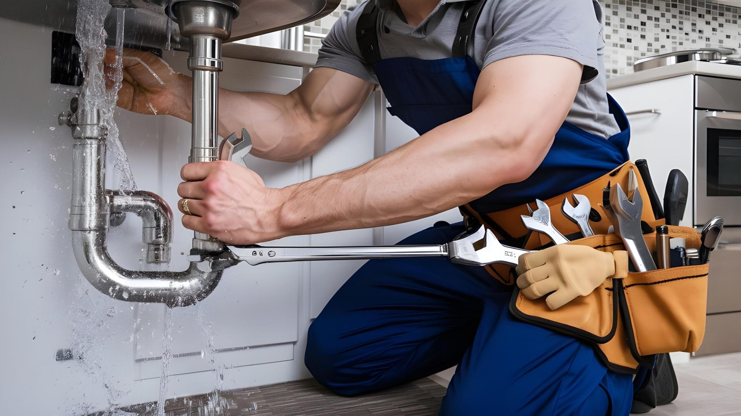Plumber tightening a residential plumbing pipe in Winter Haven